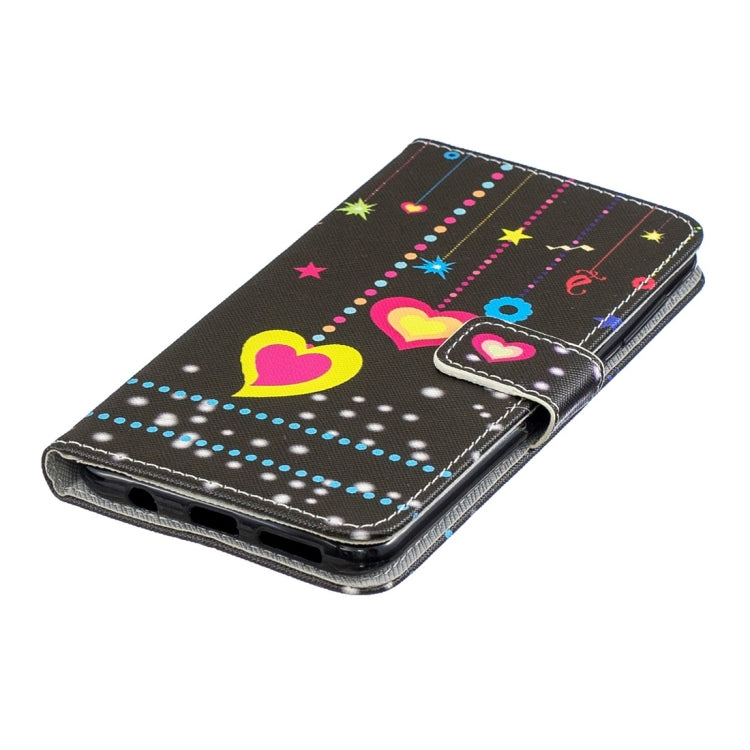 Colorful Heart Pattern Horizontal Flip Leather Case for Galaxy A50, with Holder & Card Slots & Wallet