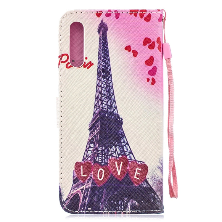 Love Tower Pattern Horizontal Flip Leather Case for Galaxy A50, with Holder & Card Slots & Wallet