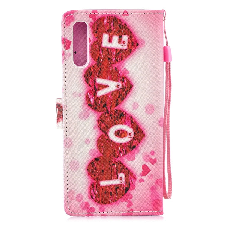 Love Pattern Horizontal Flip Leather Case for Galaxy A70, with Holder & Card Slots & Wallet