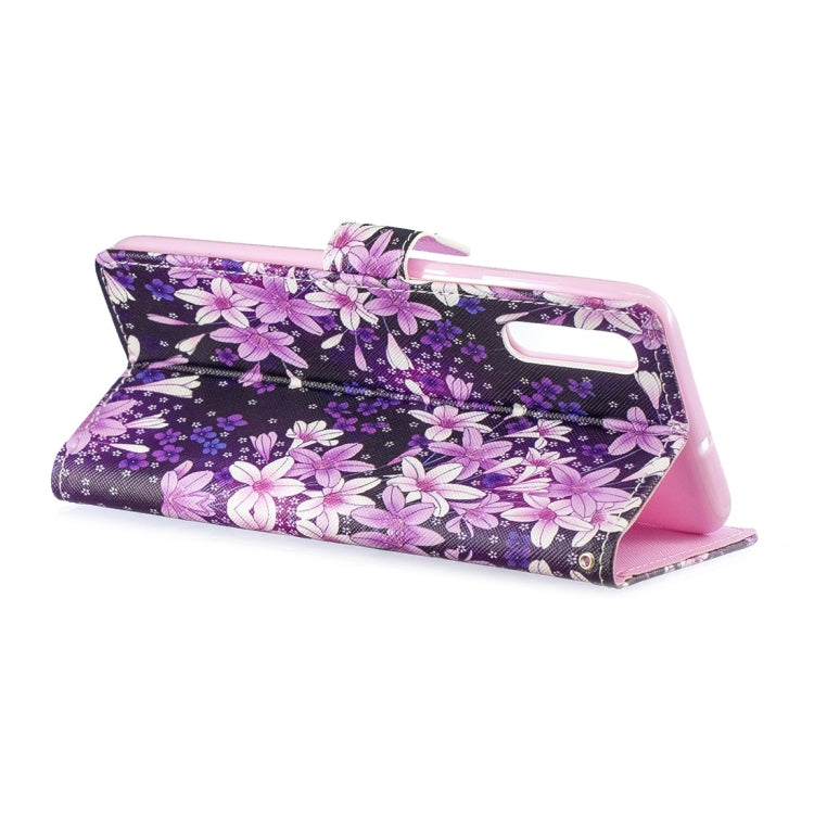 Lily Pattern Horizontal Flip Leather Case for Galaxy A70, with Holder & Card Slots & Wallet