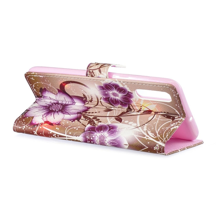 Lotus Pattern Horizontal Flip Leather Case for Galaxy A70, with Holder & Card Slots & Wallet