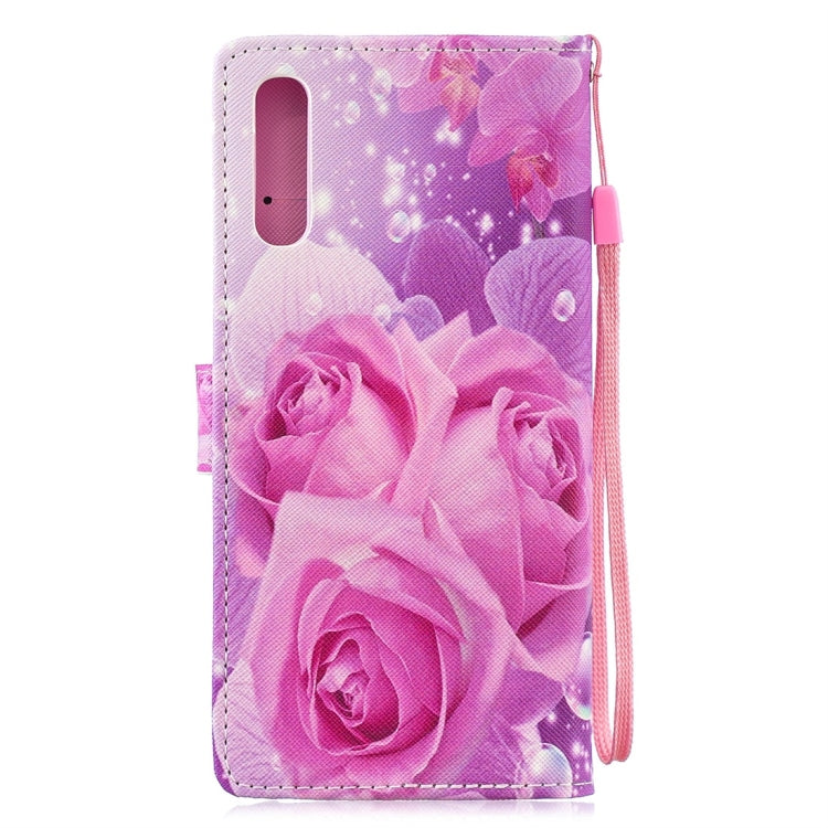 Rose Pattern Horizontal Flip Leather Case for Galaxy A70, with Holder & Card Slots & Wallet