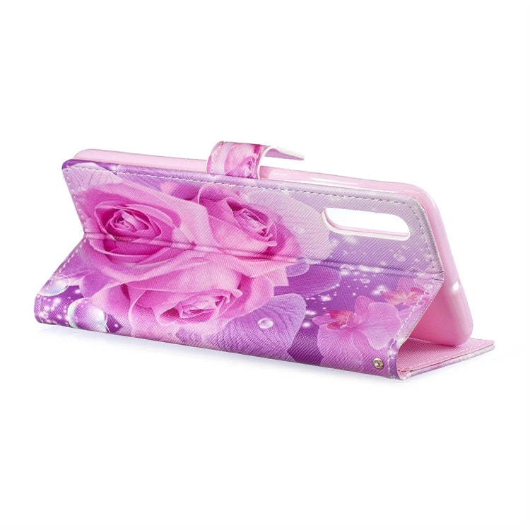 Rose Pattern Horizontal Flip Leather Case for Galaxy A70, with Holder & Card Slots & Wallet
