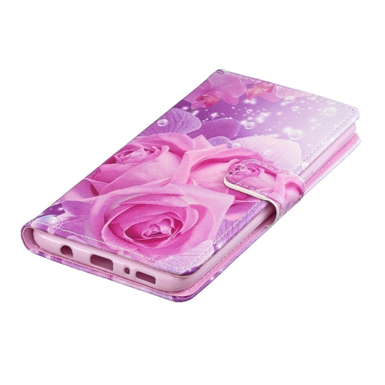 Rose Pattern Horizontal Flip Leather Case for Galaxy A70, with Holder & Card Slots & Wallet