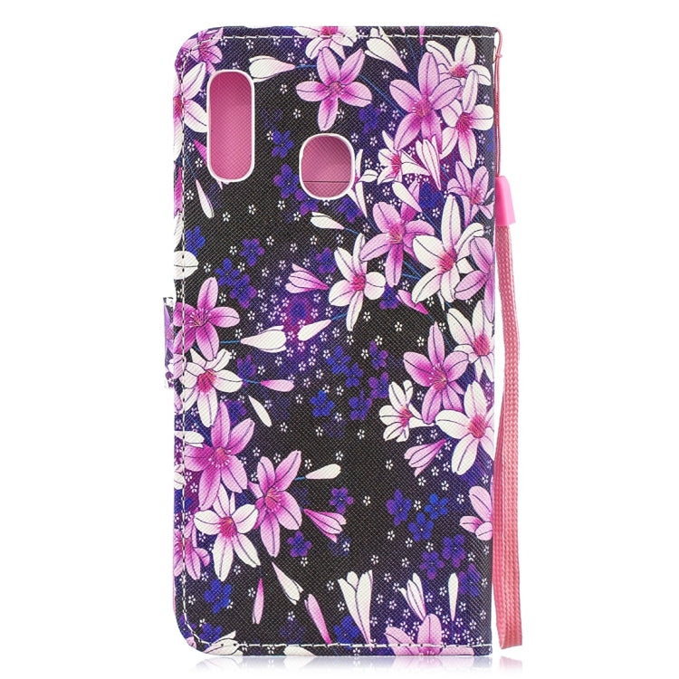 Lily Pattern Horizontal Flip Leather Case for Galaxy A30, with Holder & Card Slots & Wallet