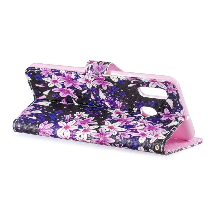 Lily Pattern Horizontal Flip Leather Case for Galaxy A30, with Holder & Card Slots & Wallet
