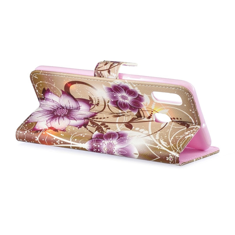 Lotus Pattern Horizontal Flip Leather Case for Galaxy A30, with Holder & Card Slots & Wallet