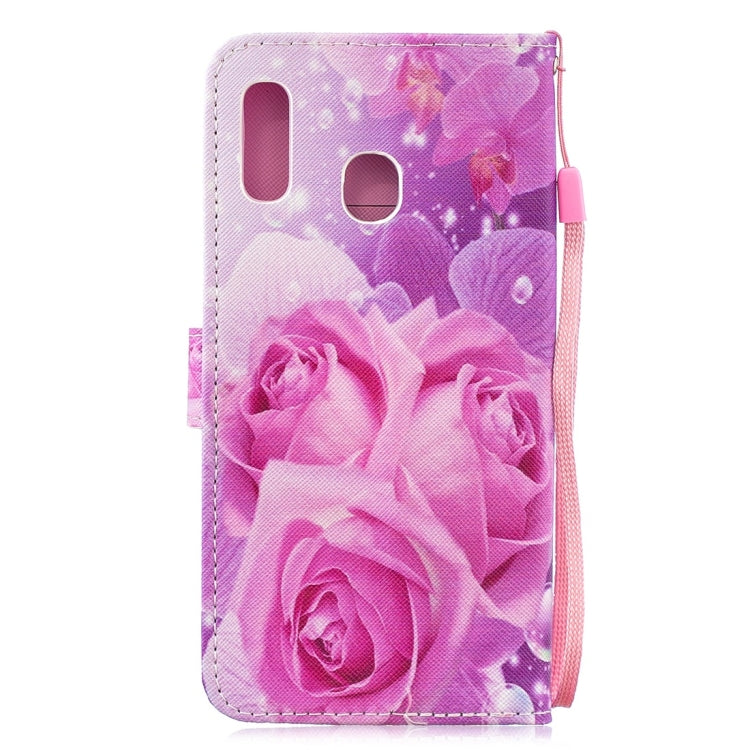 Rose Pattern Horizontal Flip Leather Case for Galaxy A30, with Holder & Card Slots & Wallet