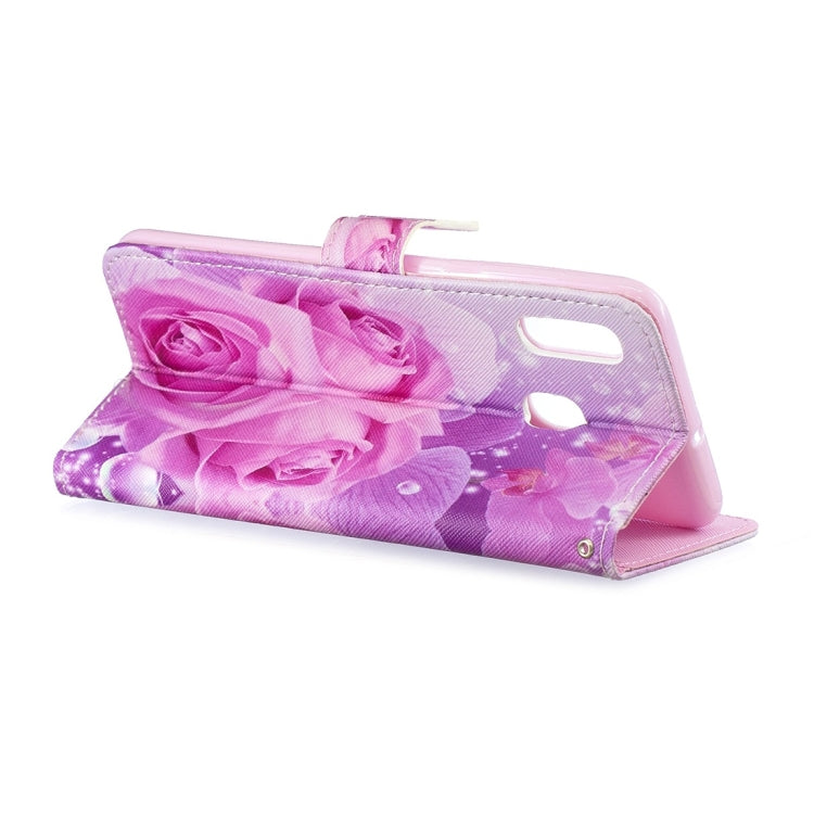 Rose Pattern Horizontal Flip Leather Case for Galaxy A30, with Holder & Card Slots & Wallet