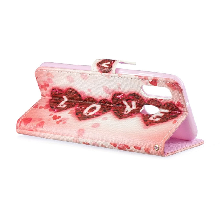 Love Pattern Horizontal Flip Leather Case for Galaxy A40, with Holder & Card Slots & Wallet