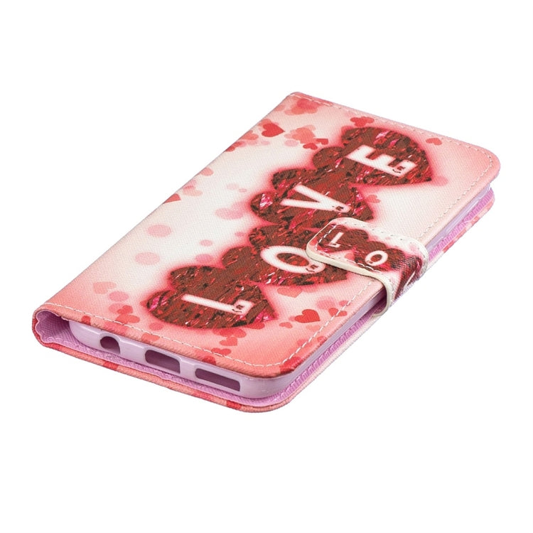 Love Pattern Horizontal Flip Leather Case for Galaxy A40, with Holder & Card Slots & Wallet