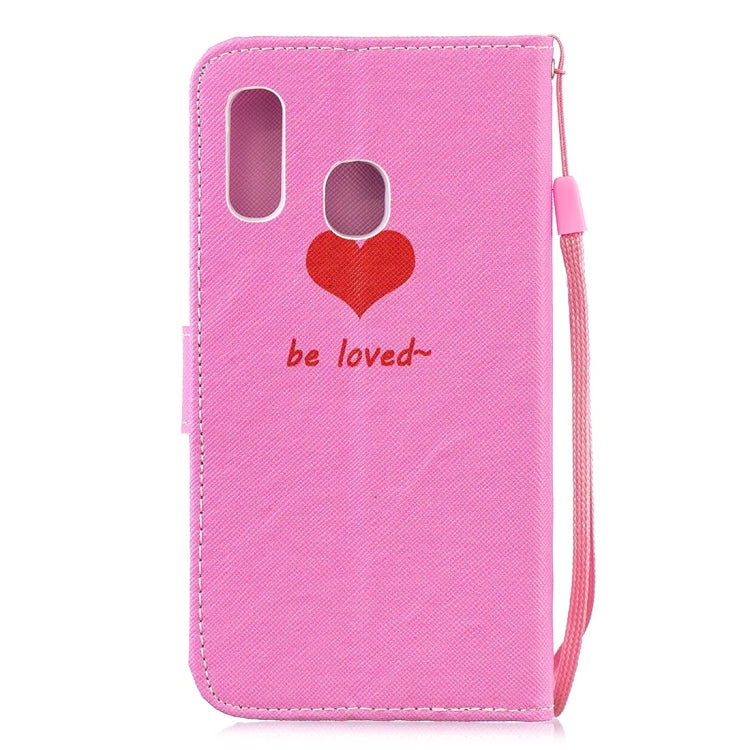 Heart Pattern Horizontal Flip Leather Case for Galaxy A40, with Holder & Card Slots & Wallet