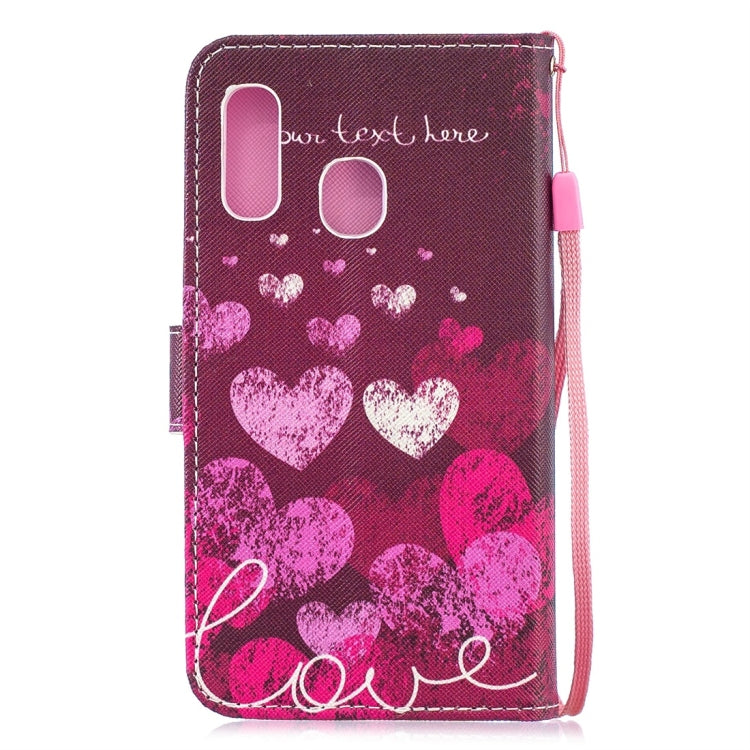 Letter Heart Pattern Horizontal Flip Leather Case for Galaxy A40, with Holder & Card Slots & Wallet