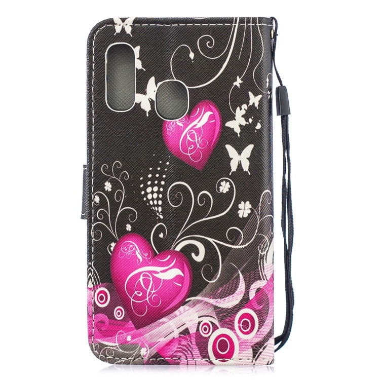 Little Peach Heart Pattern Horizontal Flip Leather Case for Galaxy A40, with Holder & Card Slots & Wallet