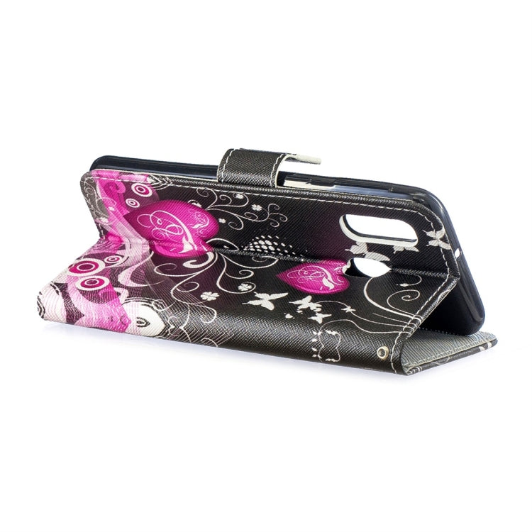 Little Peach Heart Pattern Horizontal Flip Leather Case for Galaxy A40, with Holder & Card Slots & Wallet