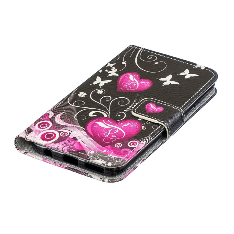 Little Peach Heart Pattern Horizontal Flip Leather Case for Galaxy A40, with Holder & Card Slots & Wallet
