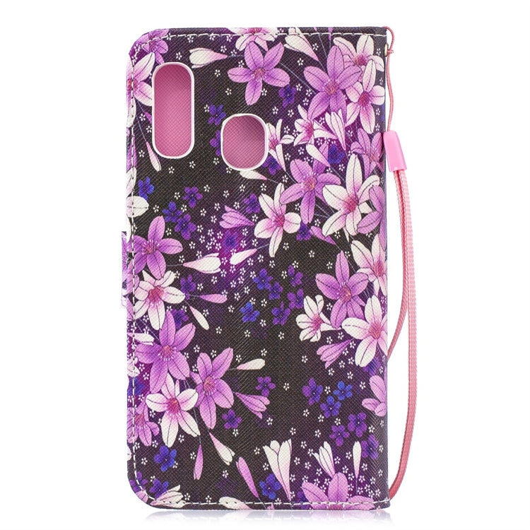 Lily Pattern Horizontal Flip Leather Case for Galaxy A40, with Holder & Card Slots & Wallet