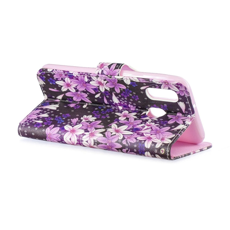 Lily Pattern Horizontal Flip Leather Case for Galaxy A40, with Holder & Card Slots & Wallet