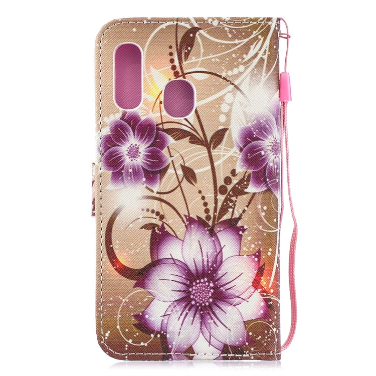 Lotus Pattern Horizontal Flip Leather Case for Galaxy A40, with Holder & Card Slots & Wallet