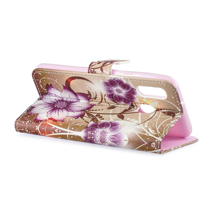 Lotus Pattern Horizontal Flip Leather Case for Galaxy A40, with Holder & Card Slots & Wallet