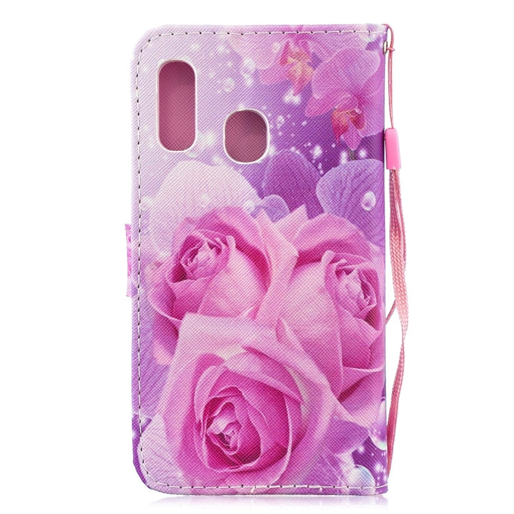 Rose Pattern Horizontal Flip Leather Case for Galaxy A40, with Holder & Card Slots & Wallet