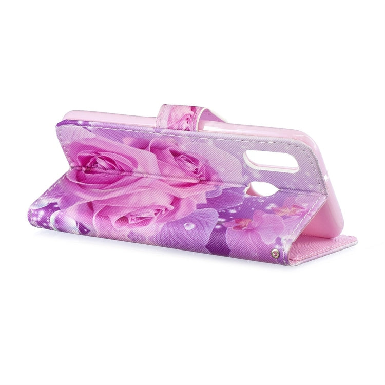 Rose Pattern Horizontal Flip Leather Case for Galaxy A40, with Holder & Card Slots & Wallet