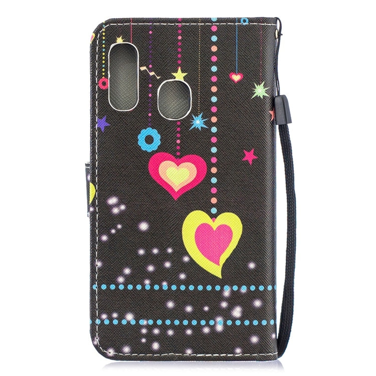 Colorful Heart Pattern Horizontal Flip Leather Case for Galaxy A40, with Holder & Card Slots & Wallet