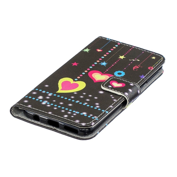Colorful Heart Pattern Horizontal Flip Leather Case for Galaxy A40, with Holder & Card Slots & Wallet