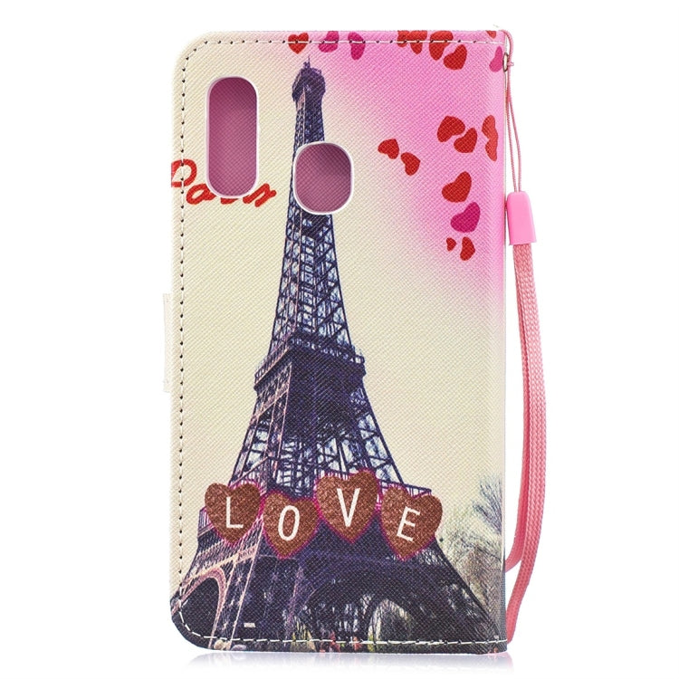 Love Tower Pattern Horizontal Flip Leather Case for Galaxy A40, with Holder & Card Slots & Wallet