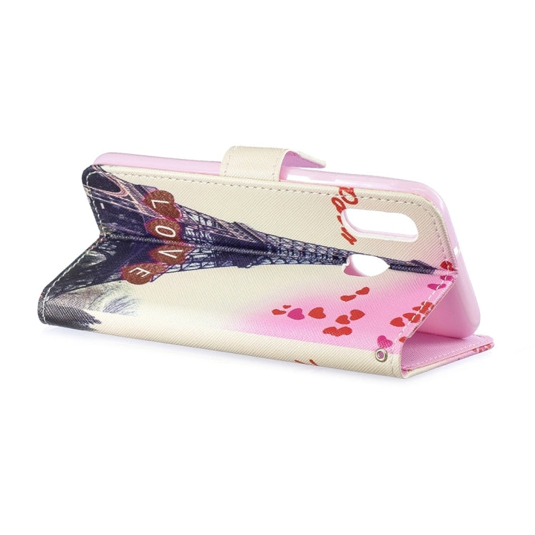 Love Tower Pattern Horizontal Flip Leather Case for Galaxy A40, with Holder & Card Slots & Wallet