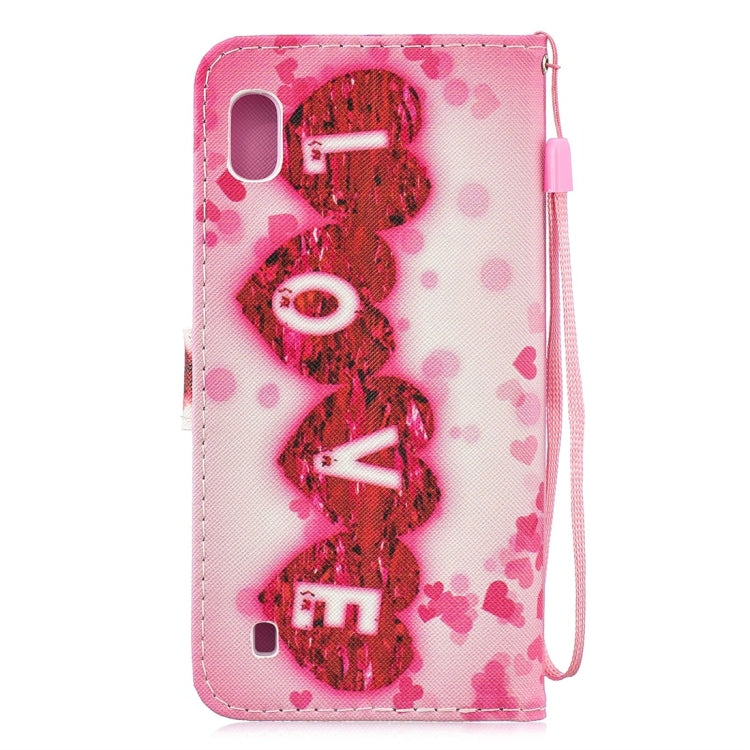 Love Pattern Horizontal Flip Leather Case for Galaxy A10, with Holder & Card Slots & Wallet