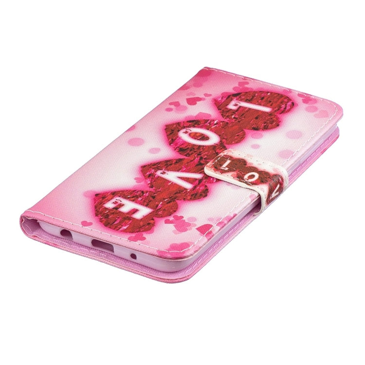 Love Pattern Horizontal Flip Leather Case for Galaxy A10, with Holder & Card Slots & Wallet