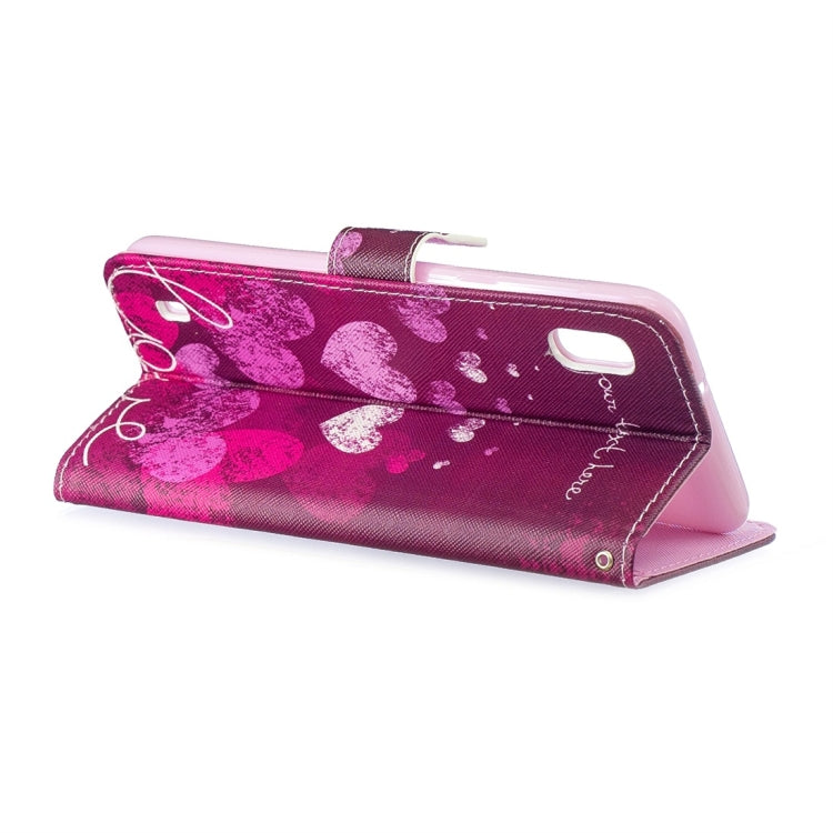 Letter Heart Pattern Horizontal Flip Leather Case for Galaxy A10, with Holder & Card Slots & Wallet