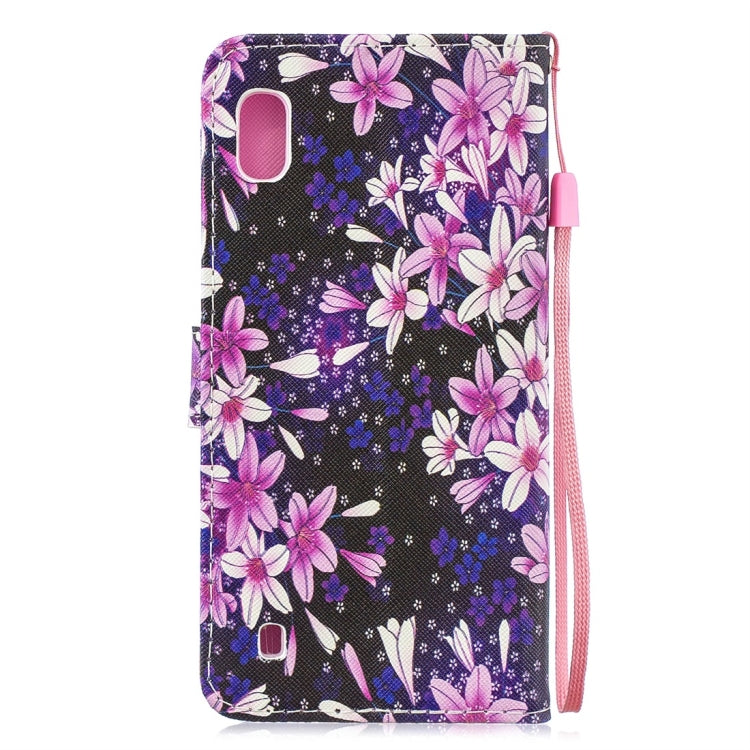 Lily Pattern Horizontal Flip Leather Case for Galaxy A10, with Holder & Card Slots & Wallet