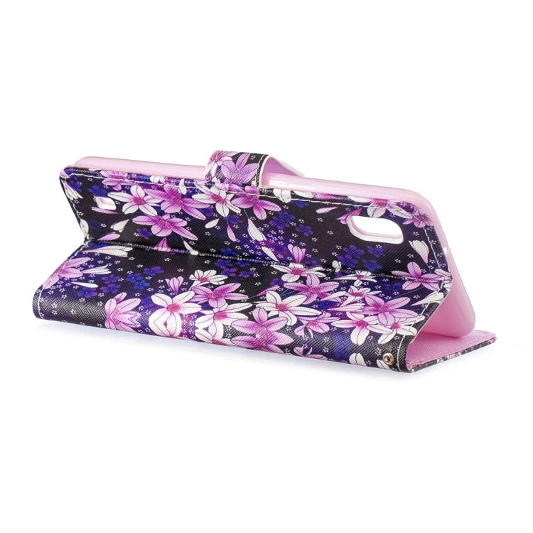 Lily Pattern Horizontal Flip Leather Case for Galaxy A10, with Holder & Card Slots & Wallet