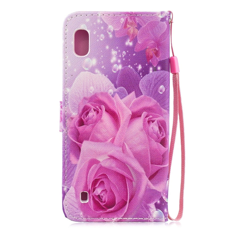 Rose Pattern Horizontal Flip Leather Case for Galaxy A10, with Holder & Card Slots & Wallet