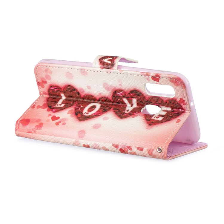 Love Pattern Horizontal Flip Leather Case for Galaxy A20e, with Holder & Card Slots & Wallet