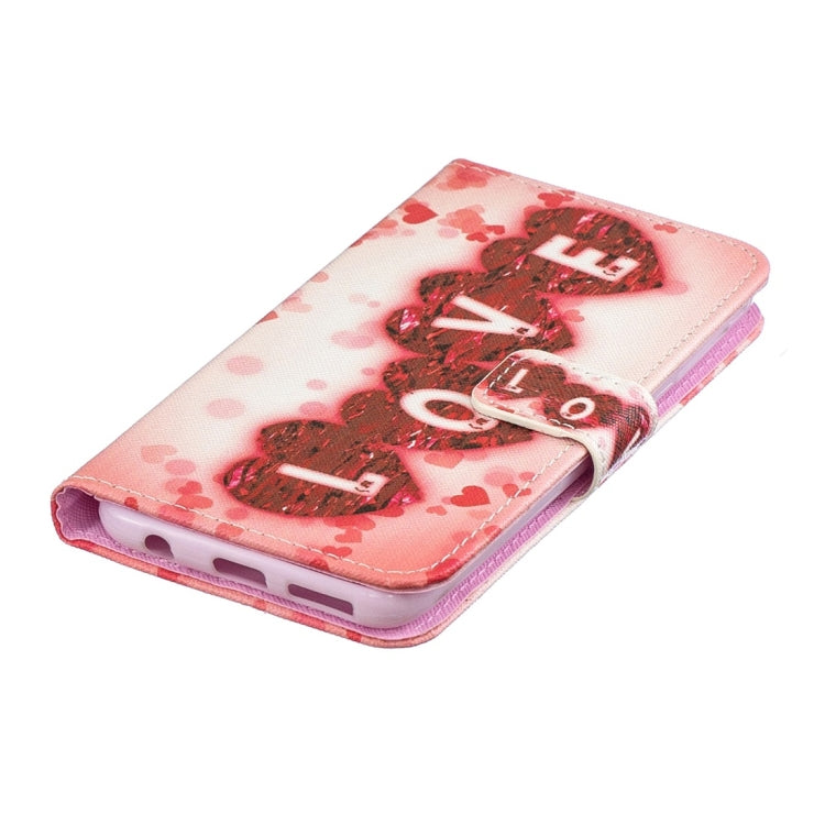 Love Pattern Horizontal Flip Leather Case for Galaxy A20e, with Holder & Card Slots & Wallet