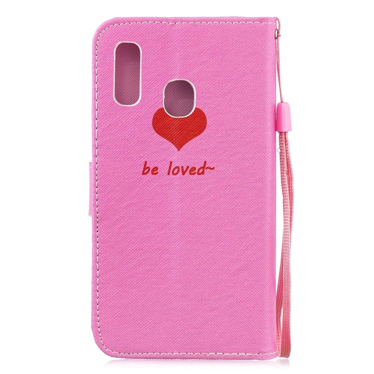 Heart Pattern Horizontal Flip Leather Case for Galaxy A20e, with Holder & Card Slots & Wallet