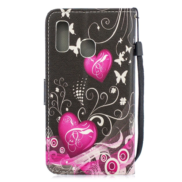 Little Peach Heart Pattern Horizontal Flip Leather Case for Galaxy A20e, with Holder & Card Slots & Wallet