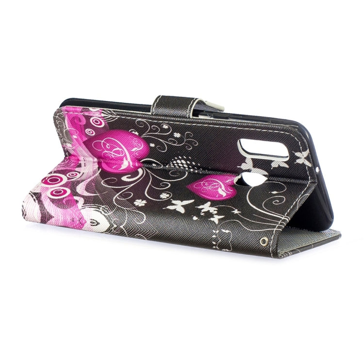 Little Peach Heart Pattern Horizontal Flip Leather Case for Galaxy A20e, with Holder & Card Slots & Wallet