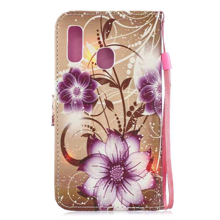 Lotus Pattern Horizontal Flip Leather Case for Galaxy A20e, with Holder & Card Slots & Wallet