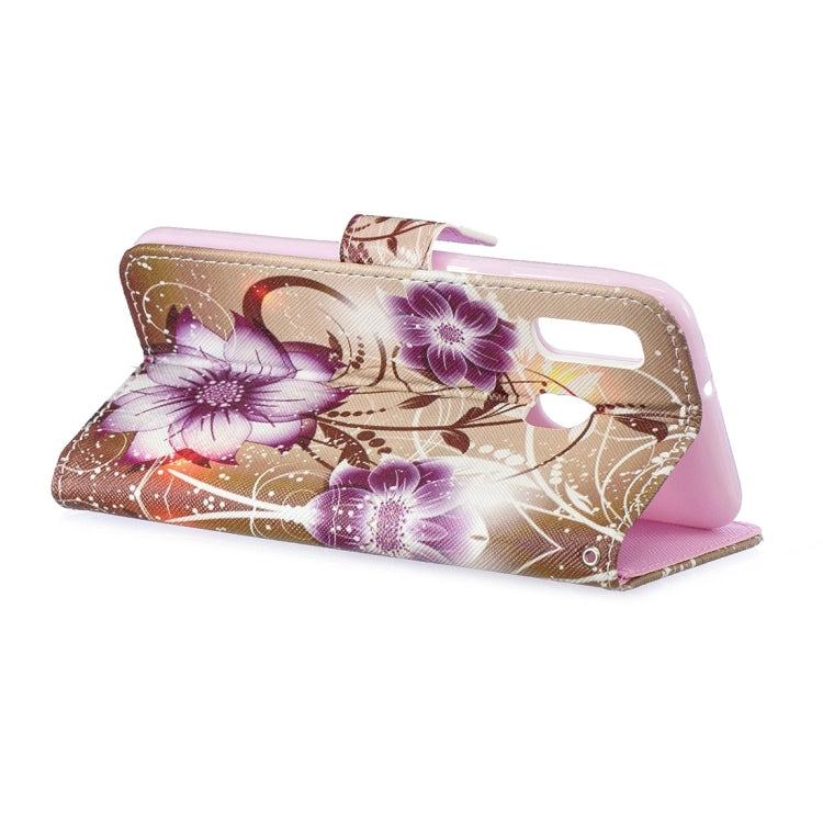 Lotus Pattern Horizontal Flip Leather Case for Galaxy A20e, with Holder & Card Slots & Wallet