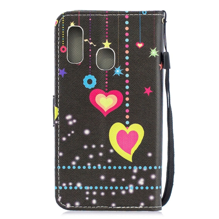 Colorful Heart Pattern Horizontal Flip Leather Case for Galaxy A20e, with Holder & Card Slots & Wallet
