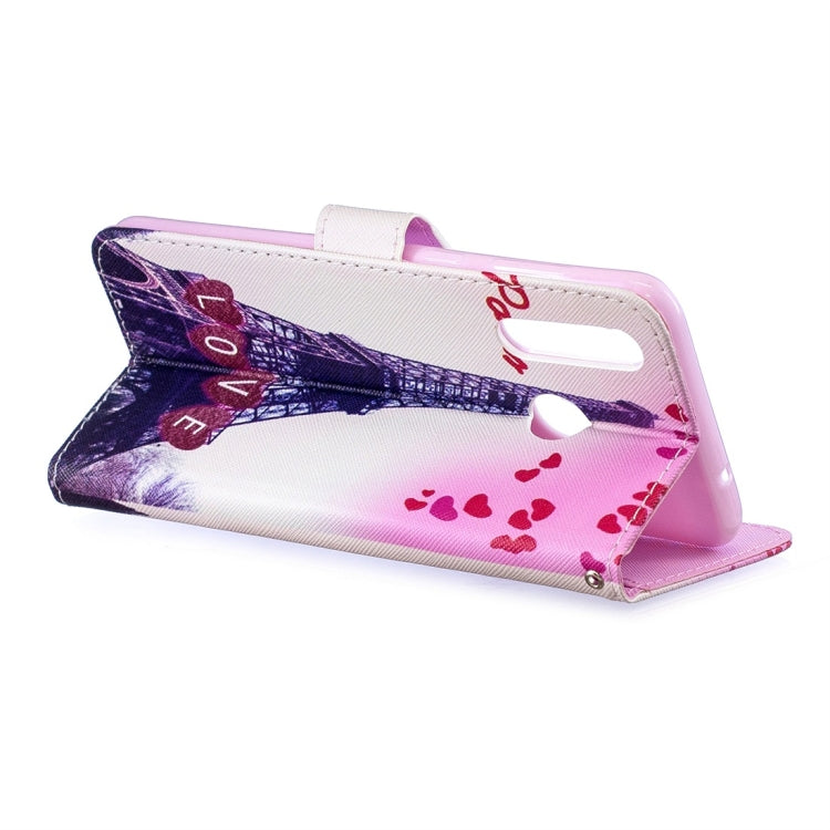 Love Tower Pattern Horizontal Flip Leather Case for Galaxy A8s (2018), with Holder & Card Slots & Wallet