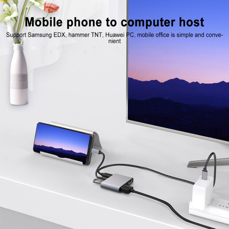 4 in 1 Multifunction USB-C / Type-C to PD USB-C / Type-C +USB 3.0+Dual HDMI HUB Docking Station