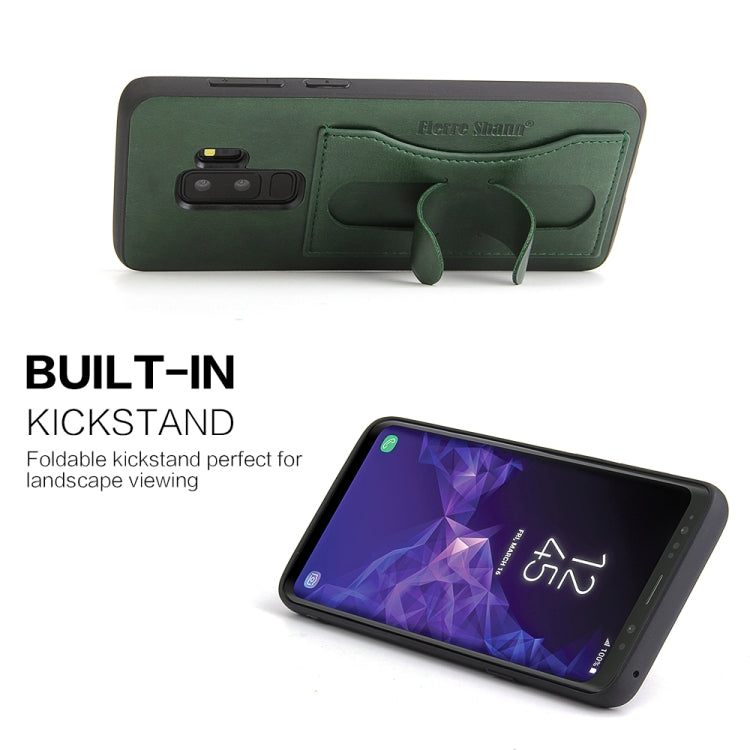 Fierre Shann Full Coverage Protective Leather Case for Galaxy S9+,  with Holder & Card Slot