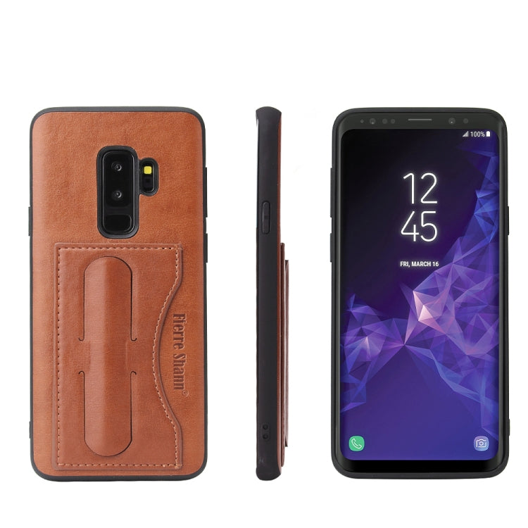 Fierre Shann Full Coverage Protective Leather Case for Galaxy S9+,  with Holder & Card Slot