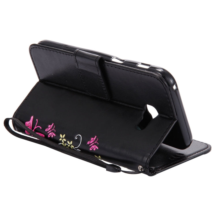 For Galaxy A3 (2017) Painted Butterfly Pattern Horizontal Flip Leather Case with Holder & Card Slots & Wallet & Lanyard