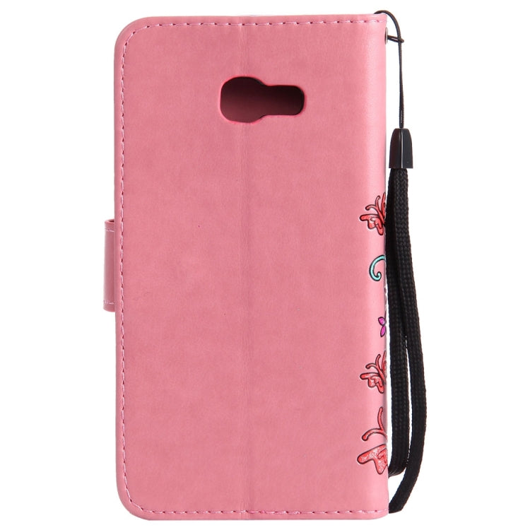 For Galaxy A3 (2017) Painted Butterfly Pattern Horizontal Flip Leather Case with Holder & Card Slots & Wallet & Lanyard